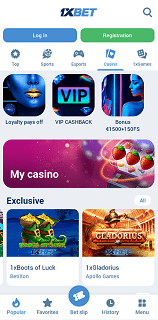 Mobile version of casino 1xbet