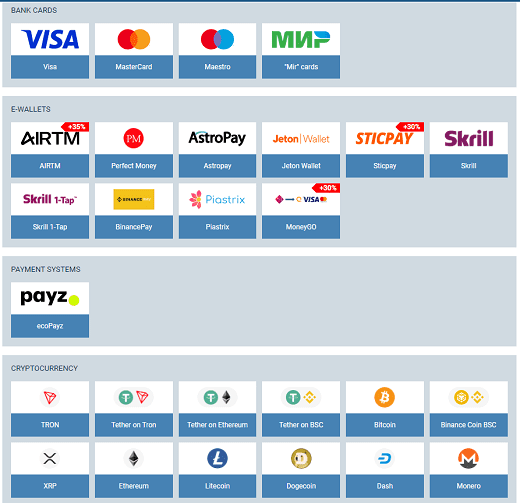 Payment systems casino 1xbet