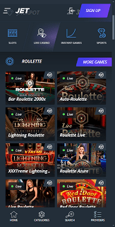 Mobile version of casino Jet