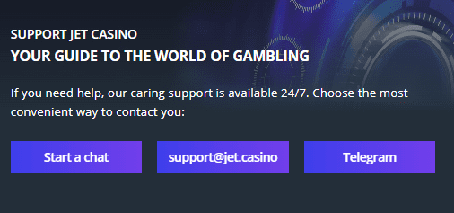 Customer support Jet casino