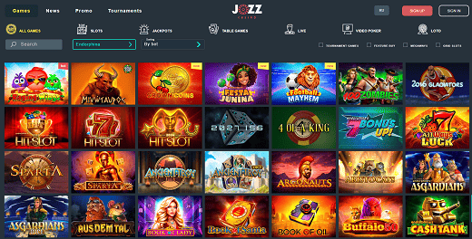 Types of games at Jozz casino