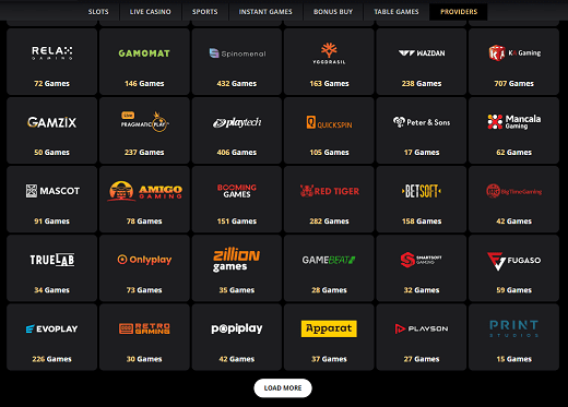 Lex Casino Game Providers