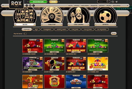 Types of games at Rox casino